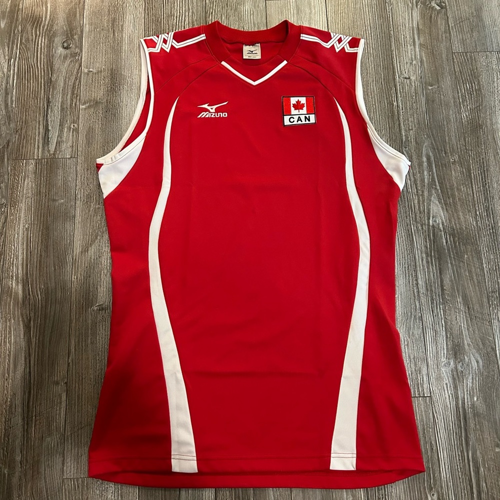 Mizuno Red White Canada Sleeveless Volleyball Jersey